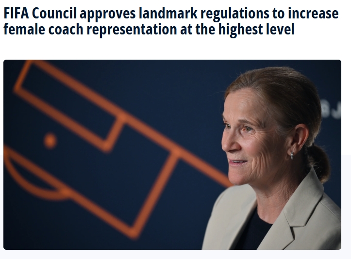 华体会体育-FIFA官方：旗下所有女足赛事的参赛球队 必须至少配备1名女性教练